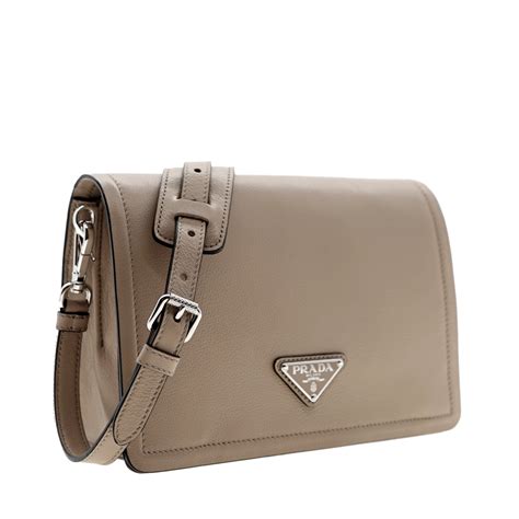 Prada Glace Crossbody Shoulder Bag Beige Leather 1BD296 